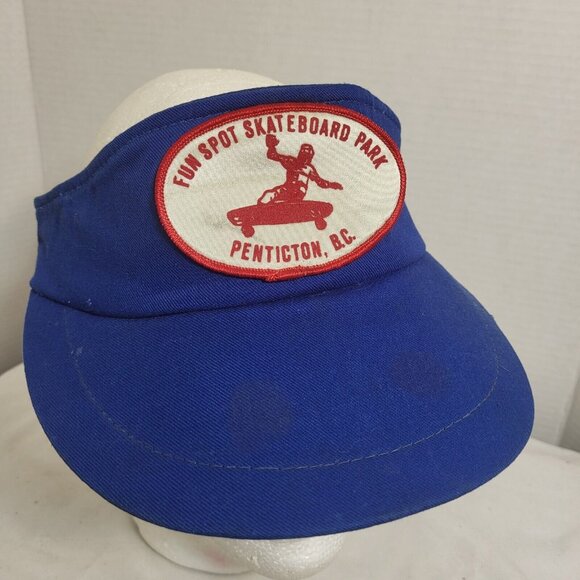FUN SPOT Skateboard Park Hat Snapback Vintage 80s Cap Visor blue made in Canada - Picture 1 of 16